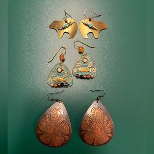 Flower bear and fish oh my! Earring trio